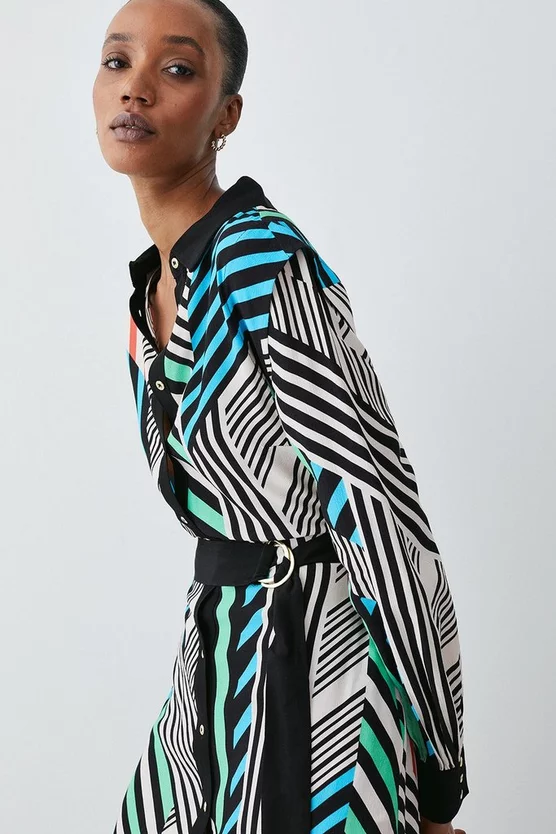Promo 🎉 Karen Millen Spliced Stripe Belted Woven Midi 👕 Shirt 👗 Dress ⌛ 7 Promo 🎉 Karen Millen Spliced Stripe Belted Woven Midi 👕 Shirt 👗 Dress ⌛ - Image 5