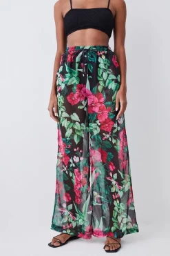 New 🎉 Karen Millen Tropical Printed Wide Leg Beach Trousers - multi 🎉 -Karen Millen Outlet store bkk07595 multi xl 4