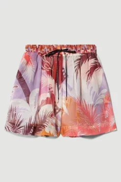 Flash Sale ❤️ Karen Millen Tropical Ikat Printed Woven Beach Shorts - orange 🔥 -Karen Millen Outlet store bkk07597 orange xl 3
