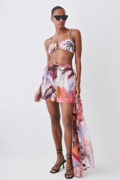 Flash Sale ❤️ Karen Millen Tropical Ikat Printed Woven Beach Shorts - orange 🔥 -Karen Millen Outlet store bkk07597 orange xl 4