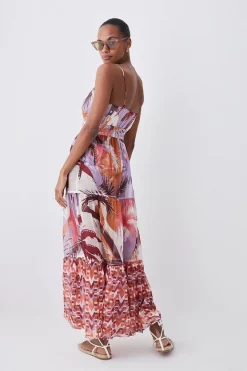 Outlet ⌛ Karen Millen Tropical Ikat Printed Woven Beach Maxi 👗 Dress - orange 👍 -Karen Millen Outlet store bkk07599 orange xl 2