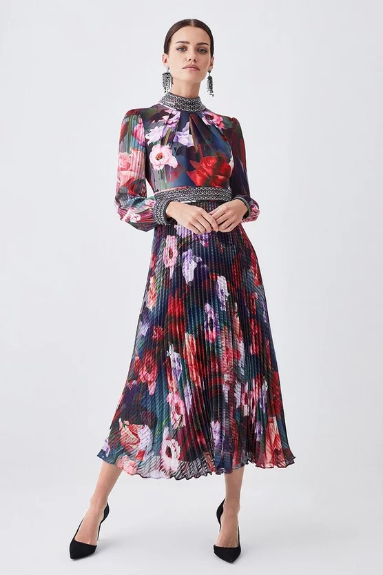 Cheapest 𧨠Karen Millen Petite Diamante Trim Floral Woven Maxi π Dress π 3 Cheapest 𧨠Karen Millen Petite Diamante Trim Floral Woven Maxi π Dress π