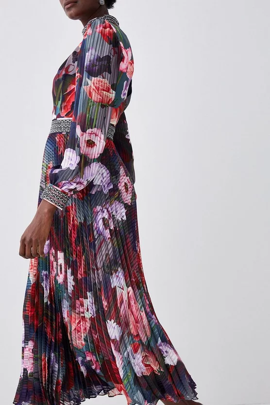 Promo ✔️ Karen Millen Diamante Trim Floral Woven Maxi 👗 Dress 🤩 4 Promo ✔️ Karen Millen Diamante Trim Floral Woven Maxi 👗 Dress 🤩 - Image 2