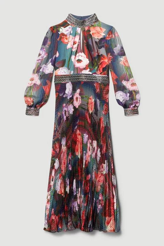 Promo ✔️ Karen Millen Diamante Trim Floral Woven Maxi 👗 Dress 🤩 6 Promo ✔️ Karen Millen Diamante Trim Floral Woven Maxi 👗 Dress 🤩 - Image 4