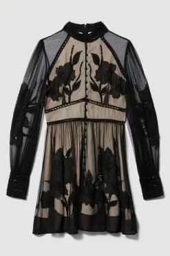 Coupon ✔️ Karen Millen Lydia Millen Floral Applique Mesh Woven Mini 👗 Dress - black 🤩 12 Coupon ✔️ Karen Millen Lydia Millen Floral Applique Mesh Woven Mini 👗 Dress - black 🤩 -Karen Millen Outlet store bkk07613 black xl 4