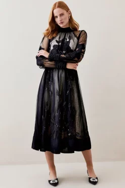 Flash Sale ๐ Karen Millen Lydia Millen Floral Applique Mesh Woven Midi ๐ Dress - mono ๐งจ 9 Flash Sale ๐ Karen Millen Lydia Millen Floral Applique Mesh Woven Midi ๐ Dress - mono ๐งจ -Karen Millen Outlet store bkk07616 mono xl 1