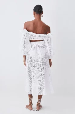 Cheapest ✨ Karen Millen Beach Broderie Wrap Ruffle Midi 👗 Skirt - white ✔️ -Karen Millen Outlet store bkk07621 white xl 2