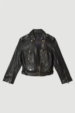 Best Sale ๐ Karen Millen Leather Oversize Crop Washed Biker Jacket - black โ 12 Best Sale ๐ Karen Millen Leather Oversize Crop Washed Biker Jacket - black โ -Karen Millen Outlet store bkk07632 black xl 3