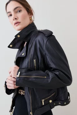 Best Sale ๐ Karen Millen Leather Oversize Crop Washed Biker Jacket - black โ 13 Best Sale ๐ Karen Millen Leather Oversize Crop Washed Biker Jacket - black โ -Karen Millen Outlet store bkk07632 black xl 4