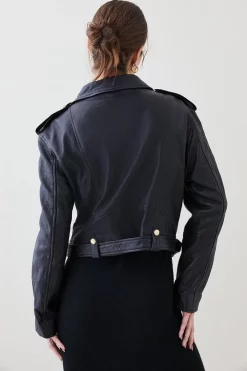 Best Sale ๐ Karen Millen Leather Oversize Crop Washed Biker Jacket - black โ 14 Best Sale ๐ Karen Millen Leather Oversize Crop Washed Biker Jacket - black โ -Karen Millen Outlet store bkk07632 black xl 5