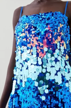 Cheap 🛒 Karen Millen Disc Sequin Strappy Woven Midi 👗 Dress - blue 😀 12 Cheap 🛒 Karen Millen Disc Sequin Strappy Woven Midi 👗 Dress - blue 😀 -Karen Millen Outlet store bkk07658 blue xl 4