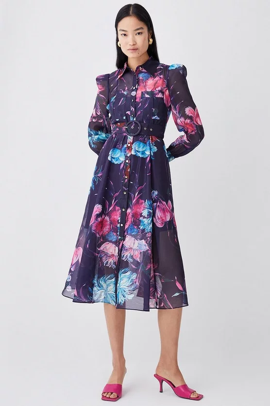 Best Sale 🎉 Karen Millen Pressed Floral Organdie Woven Midi 👗 Dress 🎁 4 Best Sale 🎉 Karen Millen Pressed Floral Organdie Woven Midi 👗 Dress 🎁 - Image 2