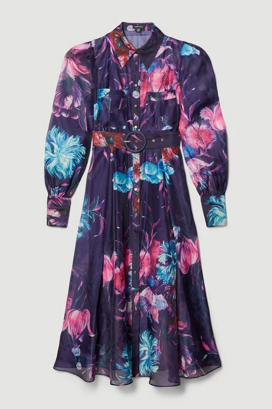 Best Sale 🎉 Karen Millen Pressed Floral Organdie Woven Midi 👗 Dress 🎁 6 Best Sale 🎉 Karen Millen Pressed Floral Organdie Woven Midi 👗 Dress 🎁 - Image 4