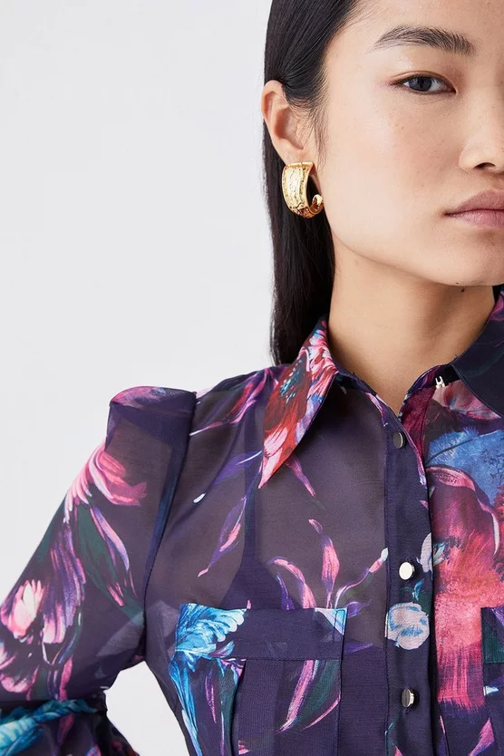 Best Sale 🎉 Karen Millen Pressed Floral Organdie Woven Midi 👗 Dress 🎁 7 Best Sale 🎉 Karen Millen Pressed Floral Organdie Woven Midi 👗 Dress 🎁 - Image 5