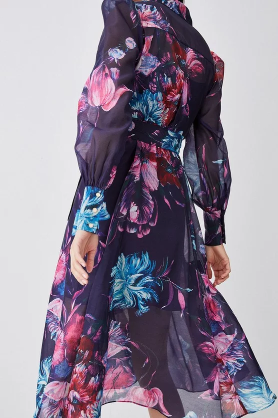 Best Sale 🎉 Karen Millen Pressed Floral Organdie Woven Midi 👗 Dress 🎁 8 Best Sale 🎉 Karen Millen Pressed Floral Organdie Woven Midi 👗 Dress 🎁 - Image 6
