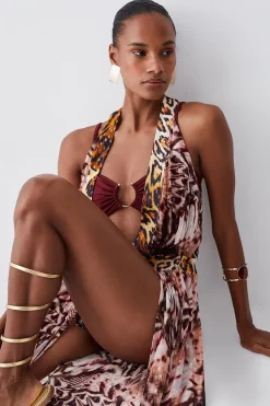 Cheapest ✨ Karen Millen Beach Metallic Printed Midi Cover Up - pink ✔️ 10 Cheapest ✨ Karen Millen Beach Metallic Printed Midi Cover Up - pink ✔️ -Karen Millen Outlet store bkk07678 pink xl 2