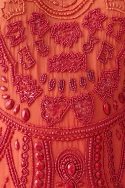 New 🎁 Karen Millen Petite Ombre Fringe Strappy Beaded Maxi 👗 Dress - orange 🌟 -Karen Millen Outlet store bkk07680 orange xl 6