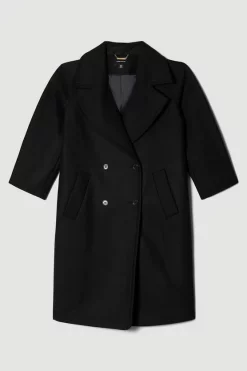 Deals 😀 Karen Millen Italian Virgin Wool Double Breasted 🧥 Coat - black 😍 -Karen Millen Outlet store bkk07687 black xl 3