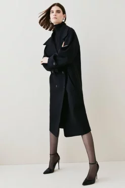 Deals 😀 Karen Millen Italian Virgin Wool Double Breasted 🧥 Coat - black 😍 -Karen Millen Outlet store bkk07687 black xl 4
