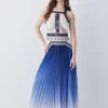 New 🤩 Karen Millen Geo Guipure Metallic Woven Pleat Midi - blue 💯 1 New 🤩 Karen Millen Geo Guipure Metallic Woven Pleat Midi - blue 💯 -Karen Millen Outlet store bkk07690 blue xl
