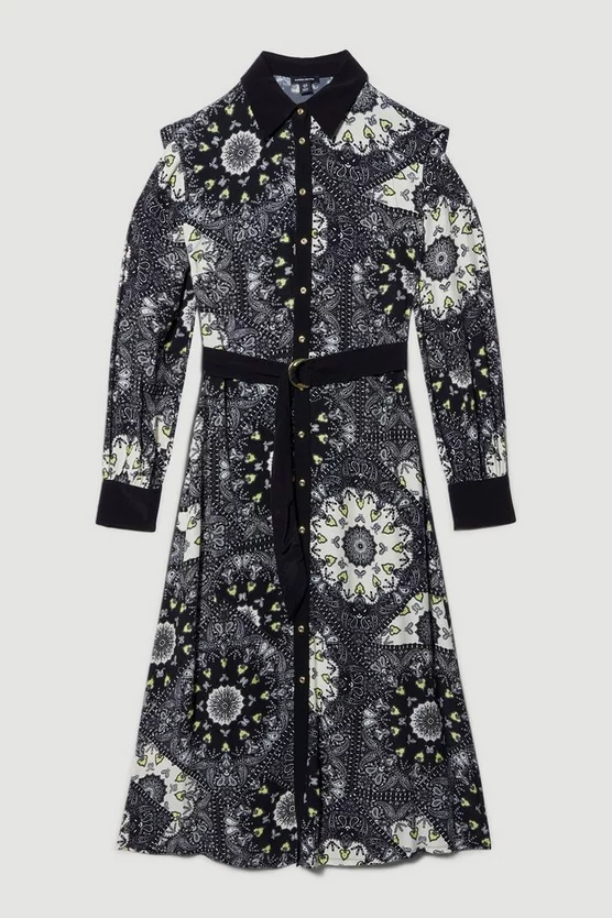 Discount โค๏ธ Karen Millen Mono Scarf Belted Woven Midi ๐ Shirt ๐ Dress โค๏ธ 6 Discount โค๏ธ Karen Millen Mono Scarf Belted Woven Midi ๐ Shirt ๐ Dress โค๏ธ - Image 4