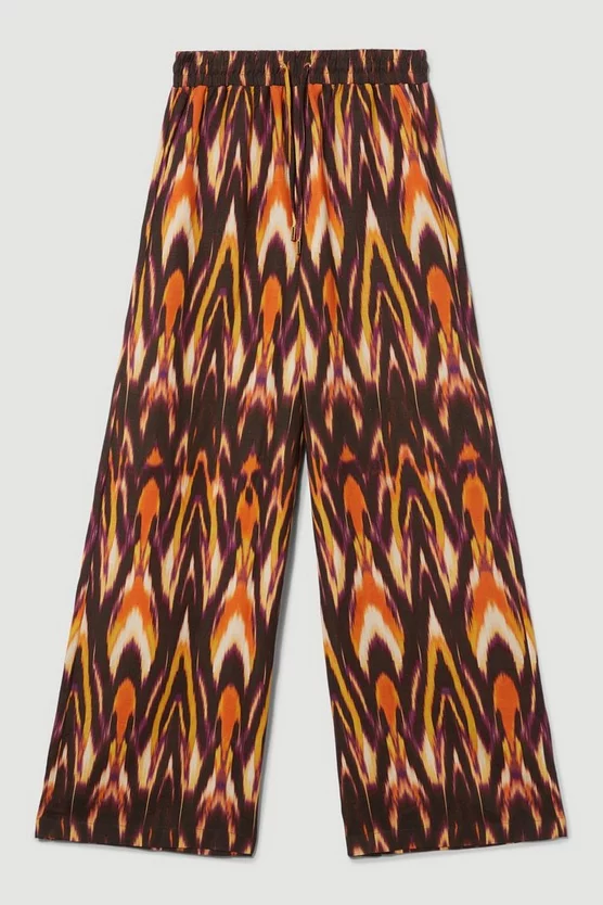 Outlet 😍 Karen Millen Ikat Printed Linen Wide Leg Woven Trouser - multi 🛒 6 Outlet 😍 Karen Millen Ikat Printed Linen Wide Leg Woven Trouser - multi 🛒 - Image 4