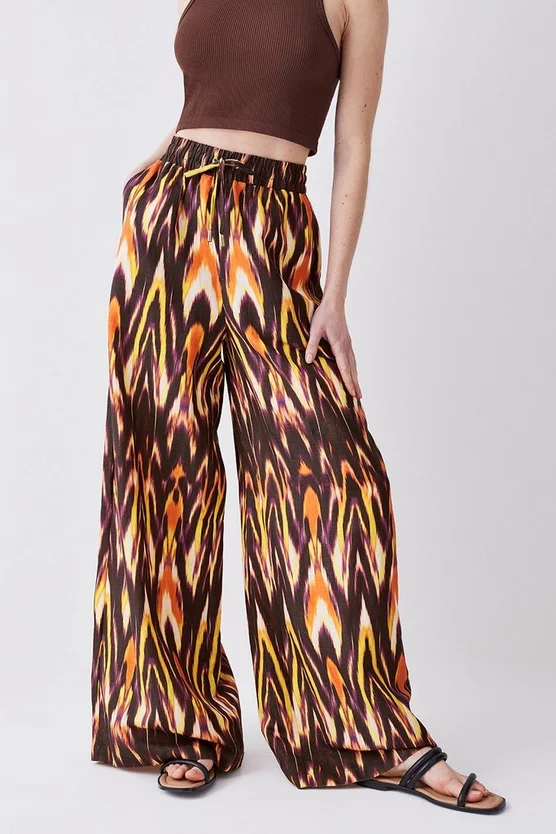 Outlet 😍 Karen Millen Ikat Printed Linen Wide Leg Woven Trouser - multi 🛒 7 Outlet 😍 Karen Millen Ikat Printed Linen Wide Leg Woven Trouser - multi 🛒 - Image 5