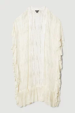 Promo 😀 Karen Millen Beach Drama Maxi Ruffle Kimono - ivory 🥰 -Karen Millen Outlet store bkk07703 ivory xl 3