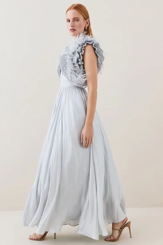 Best deal ๐ฅฐ Karen Millen Lydia Millen Tall Metallic Feather Ruffle Woven Maxi ๐ Dress - metallic silver ๐งจ 3 Best deal ๐ฅฐ Karen Millen Lydia Millen Tall Metallic Feather Ruffle Woven Maxi ๐ Dress - metallic silver ๐งจ