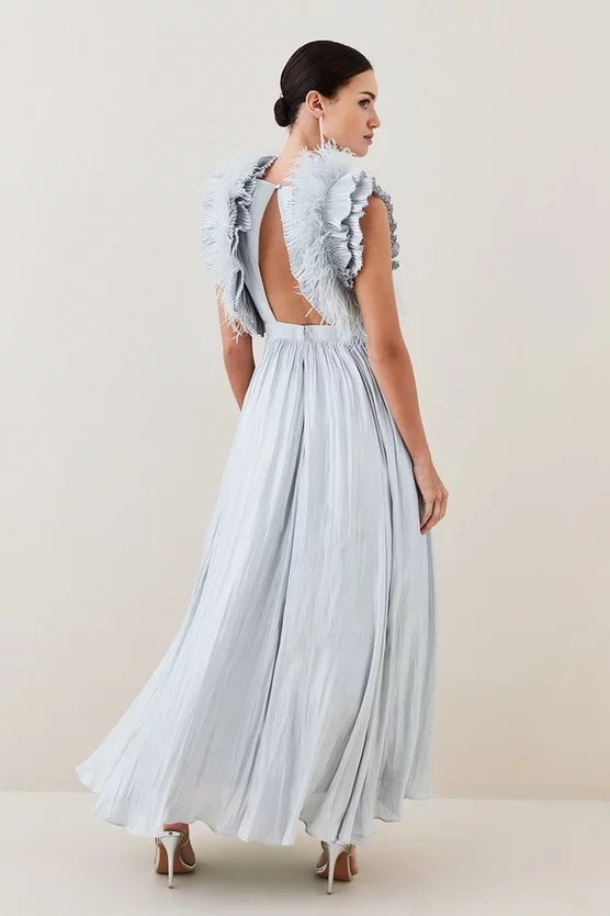 Best reviews of ๐งจ Karen Millen Lydia Millen Petite Metallic Feather Ruffle Woven Maxi ๐ Dress - metallic silver ๐ 5 Best reviews of ๐งจ Karen Millen Lydia Millen Petite Metallic Feather Ruffle Woven Maxi ๐ Dress - metallic silver ๐ - Image 3