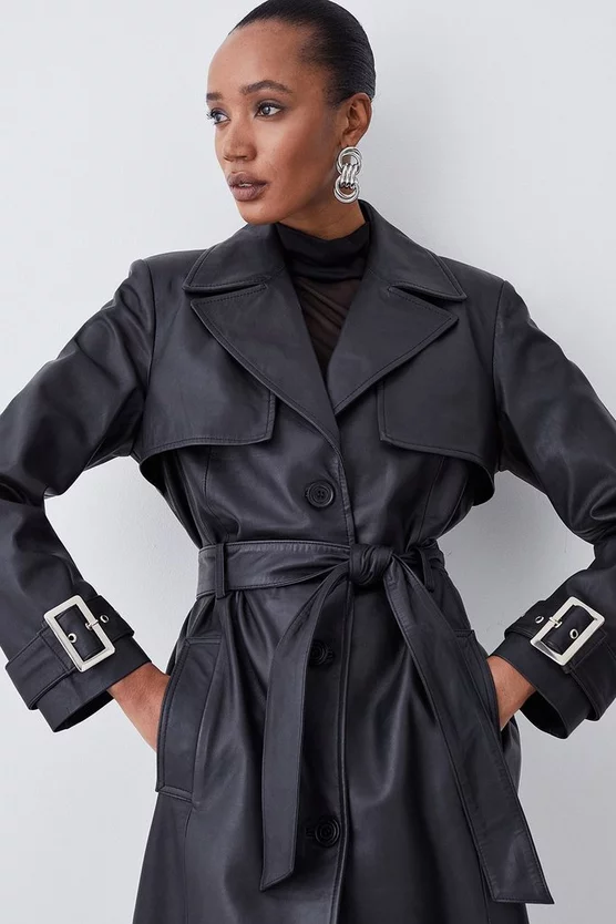 Buy 😉 Karen Millen Clean Longline Leather Trench 👏 4 Buy 😉 Karen Millen Clean Longline Leather Trench 👏 - Image 2