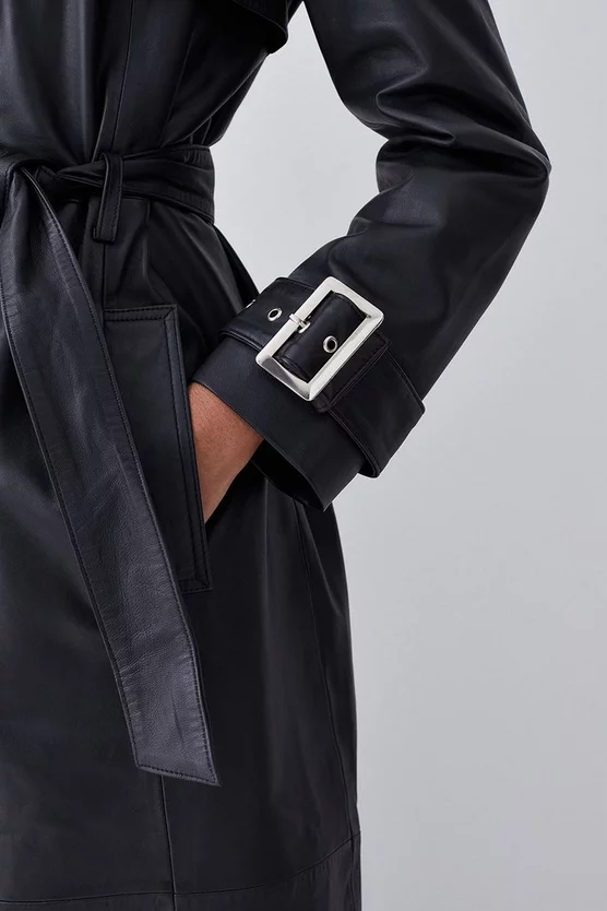 Buy 😉 Karen Millen Clean Longline Leather Trench 👏 8 Buy 😉 Karen Millen Clean Longline Leather Trench 👏 - Image 6