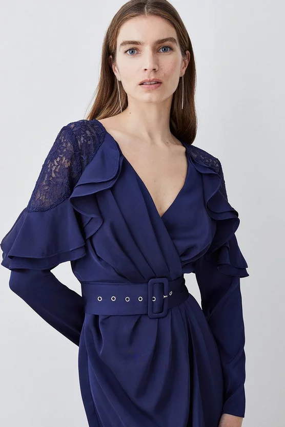 Best reviews of 💯 Karen Millen Satin And Lace Ruffle Woven Midi 👗 Dress 🌟 4 Best reviews of 💯 Karen Millen Satin And Lace Ruffle Woven Midi 👗 Dress 🌟 - Image 2