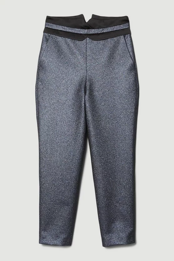 Outlet ⌛ Karen Millen Metallic Jacquard Waistband Detail Slim Leg Trouser - blue ✨ 5 Outlet ⌛ Karen Millen Metallic Jacquard Waistband Detail Slim Leg Trouser - blue ✨ - Image 4