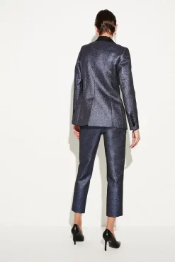 Outlet ⌛ Karen Millen Metallic Jacquard Waistband Detail Slim Leg Trouser - blue ✨ 11 Outlet ⌛ Karen Millen Metallic Jacquard Waistband Detail Slim Leg Trouser - blue ✨ -Karen Millen Outlet store bkk07720 blue xl 4