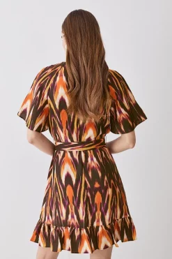 New ๐ฏ Karen Millen Ikat Print Linen Angel Sleeve Wrap Front ๐ Dress - multi โค๏ธ 10 New ๐ฏ Karen Millen Ikat Print Linen Angel Sleeve Wrap Front ๐ Dress - multi โค๏ธ -Karen Millen Outlet store bkk07759 multi xl 2