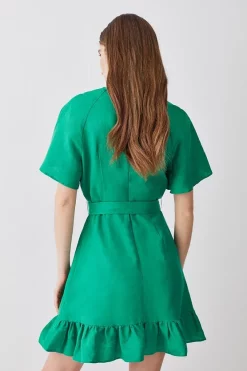 Top 10 🛒 Karen Millen Linen Angel Sleeve Wrap Front 👗 Dress - green 🤩 10 Top 10 🛒 Karen Millen Linen Angel Sleeve Wrap Front 👗 Dress - green 🤩 -Karen Millen Outlet store bkk07760 green xl 2