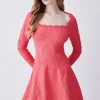 Promo 👏 Karen Millen Square Neck Textured Knit Long Sleeve Mini Skater 👗 Dress - pink 🥰 1 Promo 👏 Karen Millen Square Neck Textured Knit Long Sleeve Mini Skater 👗 Dress - pink 🥰 -Karen Millen Outlet store bkk07765 pink xl