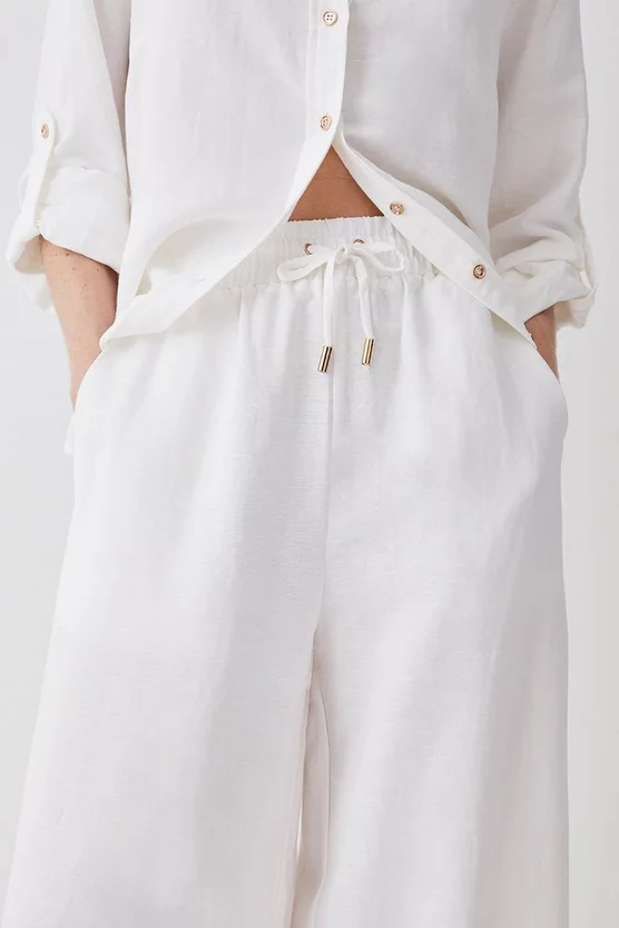 Best Sale 🥰 Karen Millen Linen Wide Leg Trouser - white 👍 3 Best Sale 🥰 Karen Millen Linen Wide Leg Trouser - white 👍 - Image 2