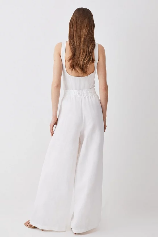 Best Sale 🥰 Karen Millen Linen Wide Leg Trouser - white 👍 4 Best Sale 🥰 Karen Millen Linen Wide Leg Trouser - white 👍 - Image 3