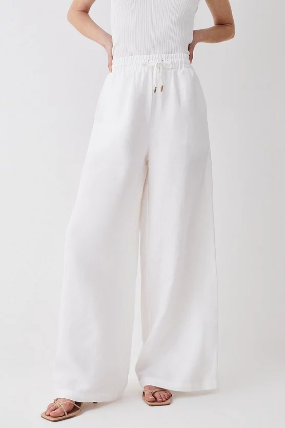 Best Sale 🥰 Karen Millen Linen Wide Leg Trouser - white 👍 6 Best Sale 🥰 Karen Millen Linen Wide Leg Trouser - white 👍 - Image 5