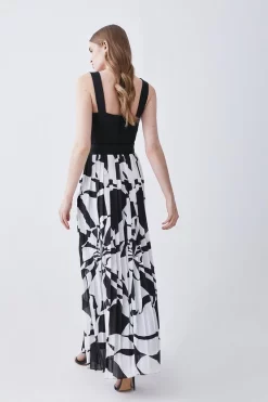 New 🔥 Karen Millen Top Stitch Printed Satin Woven Midi 👗 Dress - mono 😀 -Karen Millen Outlet store bkk07808 mono xl 2