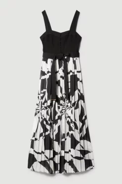 New 🔥 Karen Millen Top Stitch Printed Satin Woven Midi 👗 Dress - mono 😀 -Karen Millen Outlet store bkk07808 mono xl 3