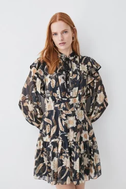 Best Pirce โจ Karen Millen Floral Woven Lace Up Mini ๐ Dress ๐