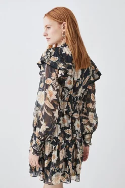 Best Pirce ✨ Karen Millen Floral Woven Lace Up Mini 👗 Dress 🎁 -Karen Millen Outlet store bkk07809 floral xl 2