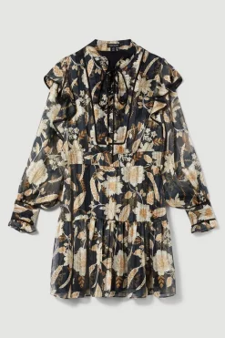 Best Pirce ✨ Karen Millen Floral Woven Lace Up Mini 👗 Dress 🎁 -Karen Millen Outlet store bkk07809 floral xl 3