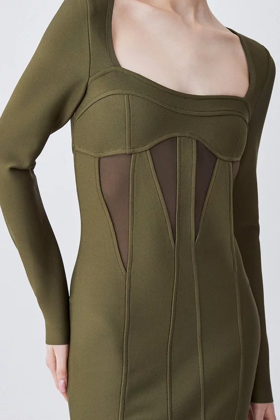 Hot Sale ๐ Karen Millen Mesh Cut Out Bandage Knit Mini ๐ Dress - olive โจ 4 Hot Sale ๐ Karen Millen Mesh Cut Out Bandage Knit Mini ๐ Dress - olive โจ - Image 2