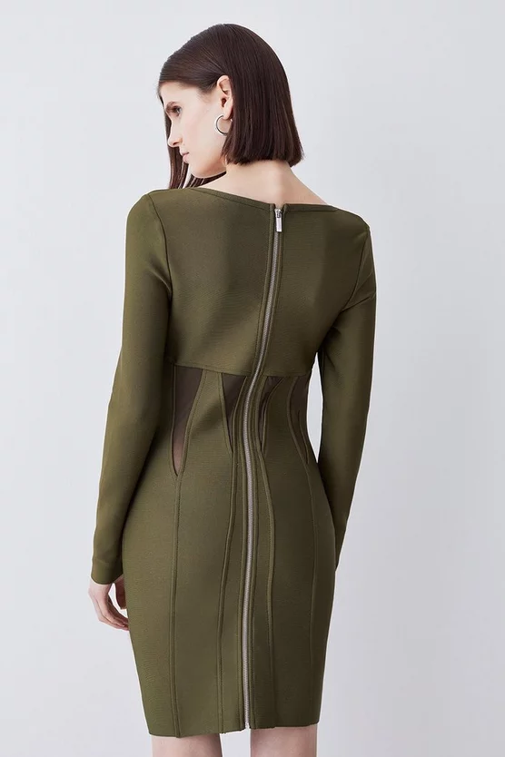 Hot Sale ๐ Karen Millen Mesh Cut Out Bandage Knit Mini ๐ Dress - olive โจ 5 Hot Sale ๐ Karen Millen Mesh Cut Out Bandage Knit Mini ๐ Dress - olive โจ - Image 3