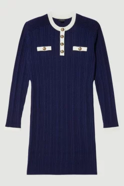 New 🥰 Karen Millen Petite Military Style Cable Knit Mini 👗 Dress - navy ✨ -Karen Millen Outlet store bkk07823 navy xl 3