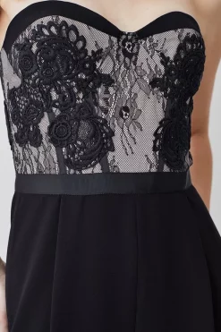 Wholesale 👏 Karen Millen Petite Lace Embroidered Woven Jumpsuit - mono 😀 -Karen Millen Outlet store bkk07825 mono xl 4